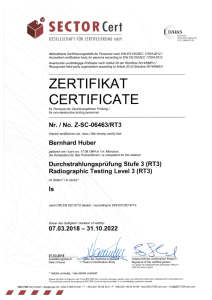 SECTOR Cert Zertifikat RT3